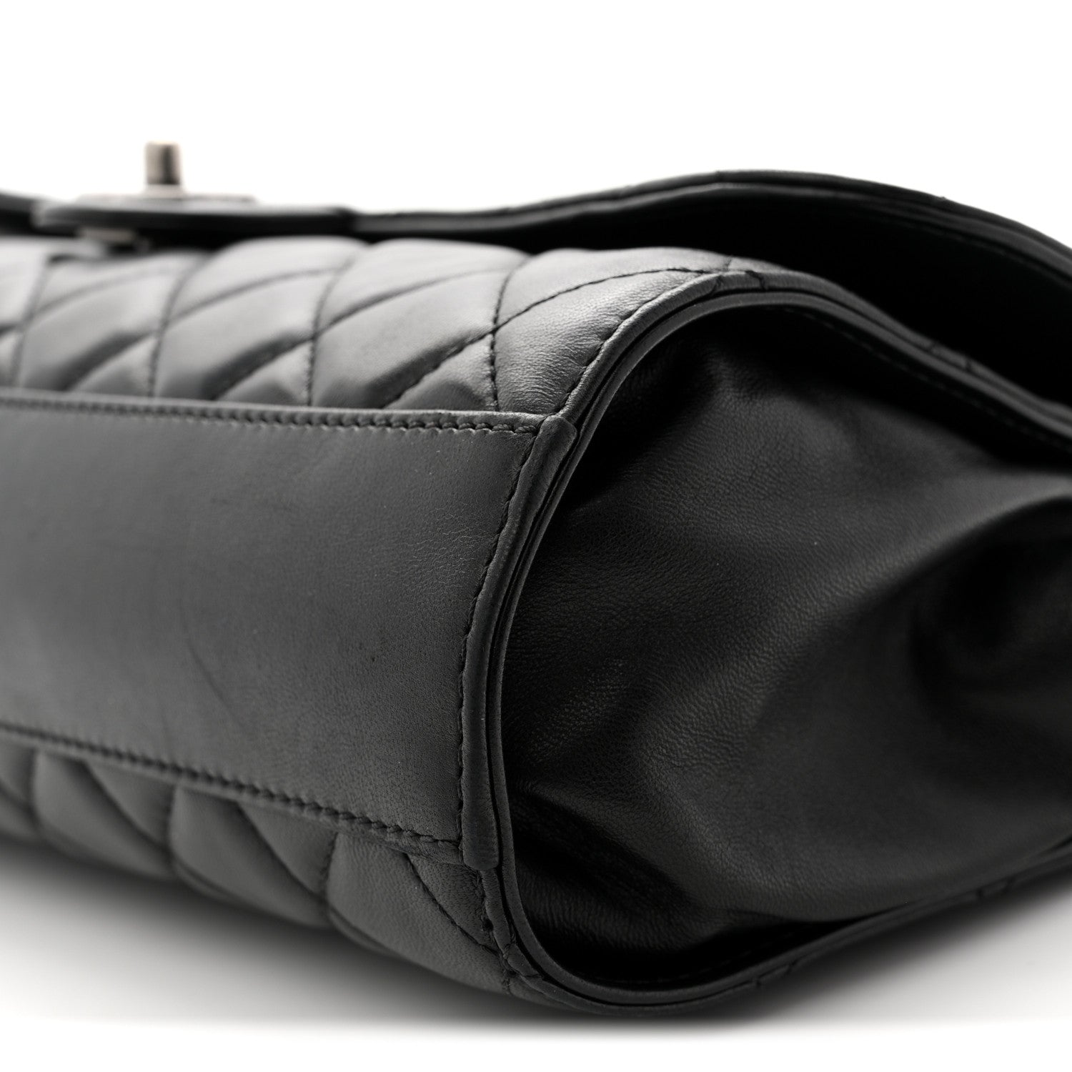 Chanel Lambskin Quilted Jumbo Grocery By Chanel Drawstring Shopping Bag Black 10 of 10