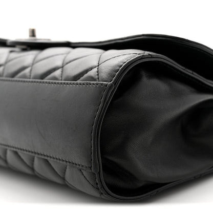 Chanel Lambskin Quilted Jumbo Grocery By Chanel Drawstring Shopping Bag Black 10 of 10
