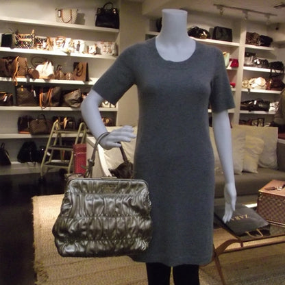 Prada Nappa Gaufre Frame Tote Platino 2 of 10