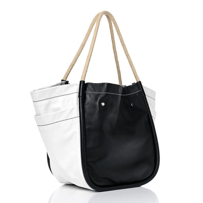Proenza Schouler Nappa Colorblock Side Pockets Tote Black White 3 of 12