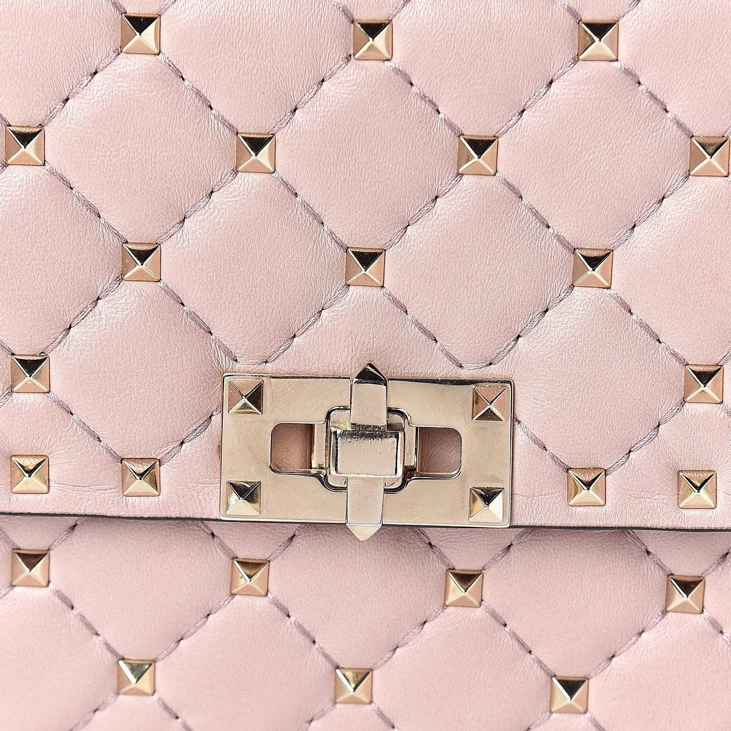 Valentino Garavani Nappa Rockstud Spike Wallet on Chain Water Rose 10 of 10