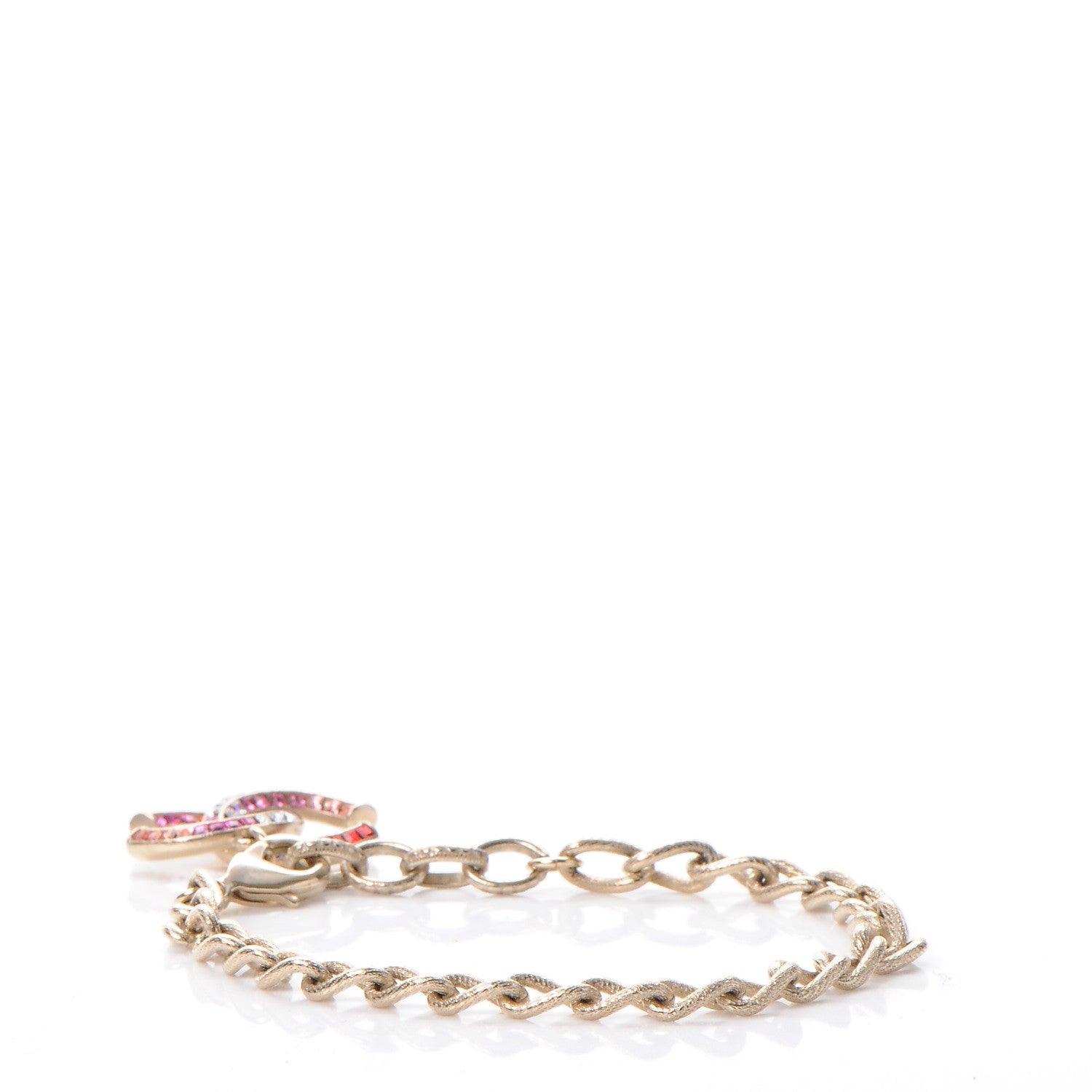 Chanel Baguette Crystal CC Bracelet Gold Fuchsia Purple 4 of 8