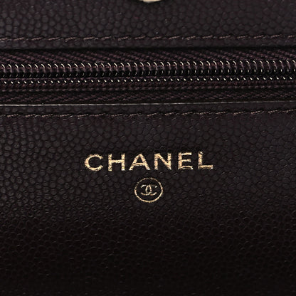 Chanel Caviar Quilted Wallet on Chain WOC Dark Brown 6 of 10