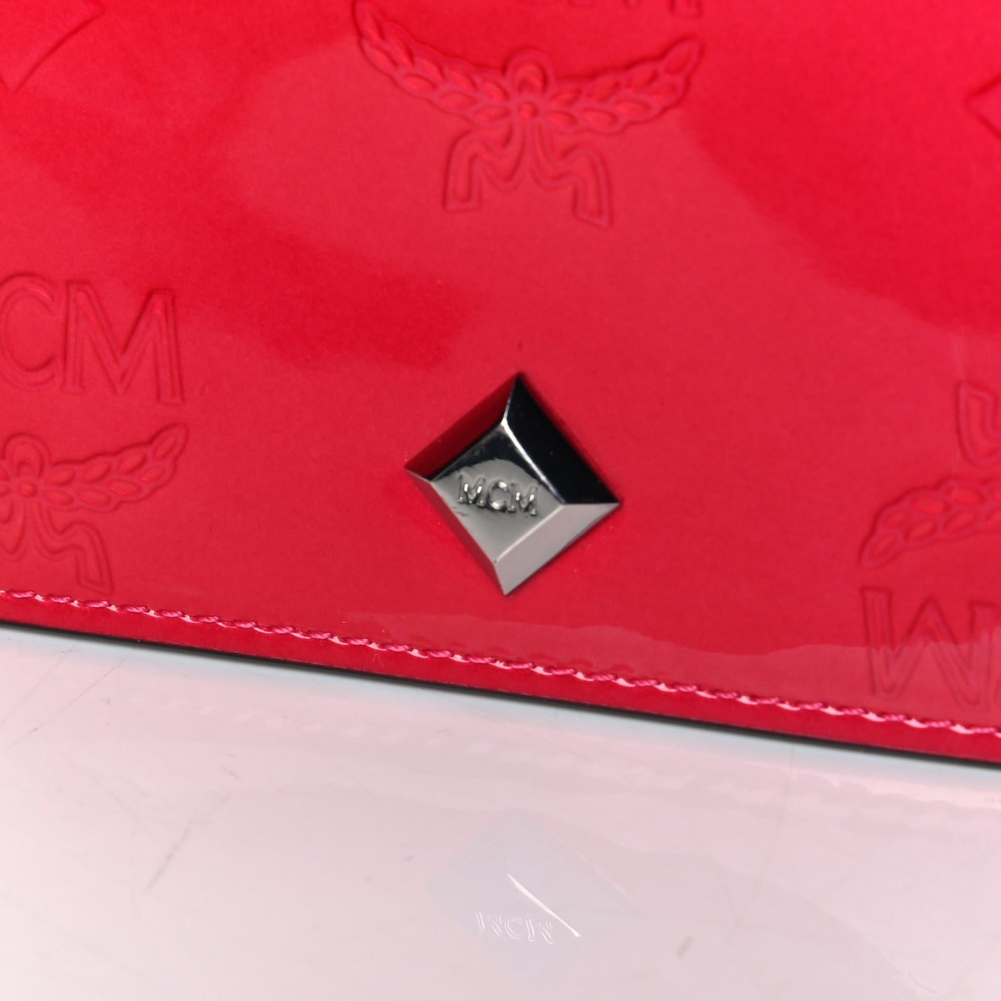 Patent Monogram Bifold Wallet Red
