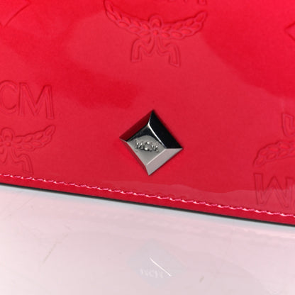 MCM Patent Monogram Bifold Wallet Red 5 of 6