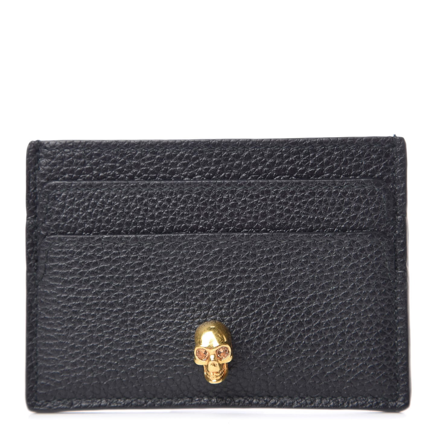 Calfskin Skull Card Holder Black