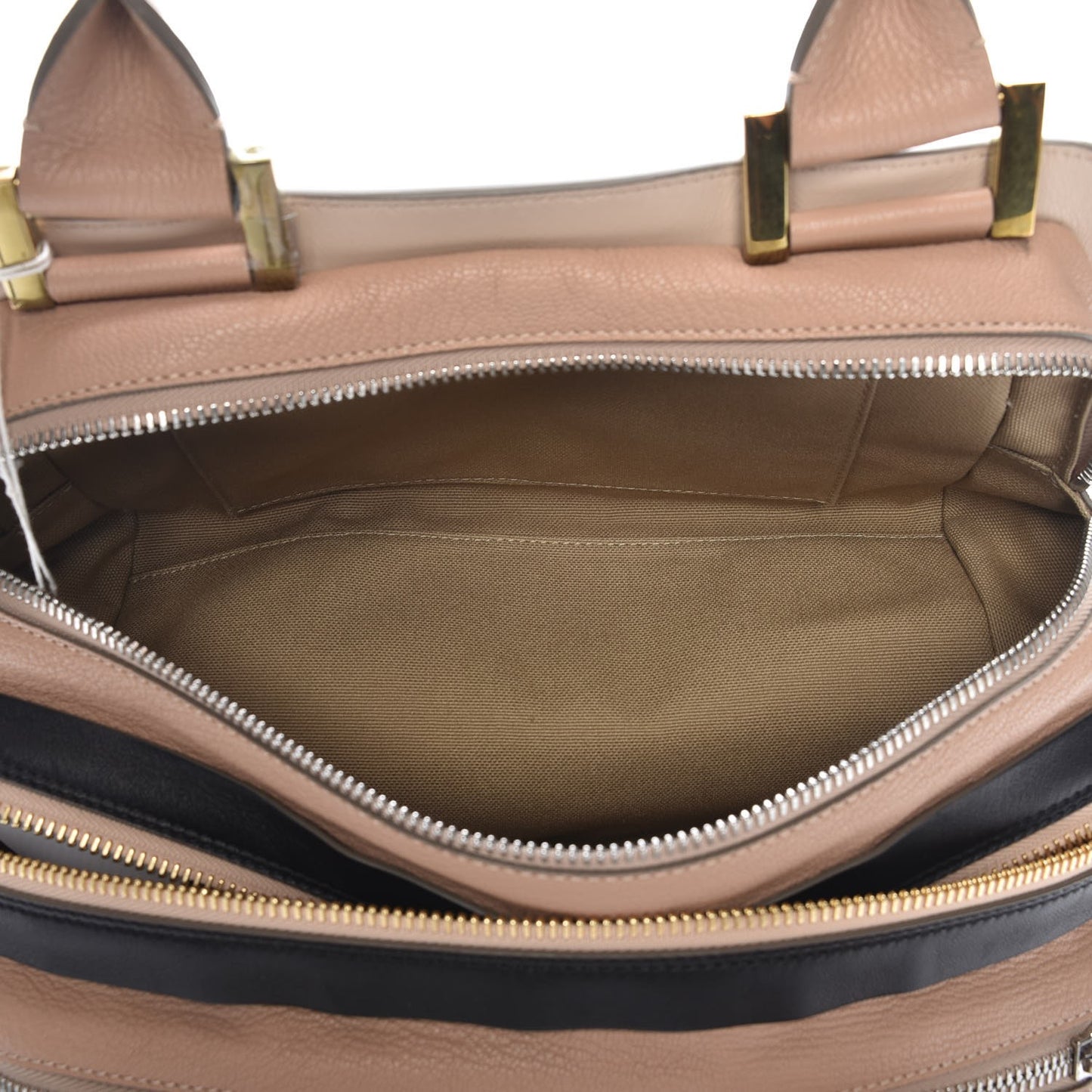Goatskin Medium Dalston Satchel Biscotti Beige Black