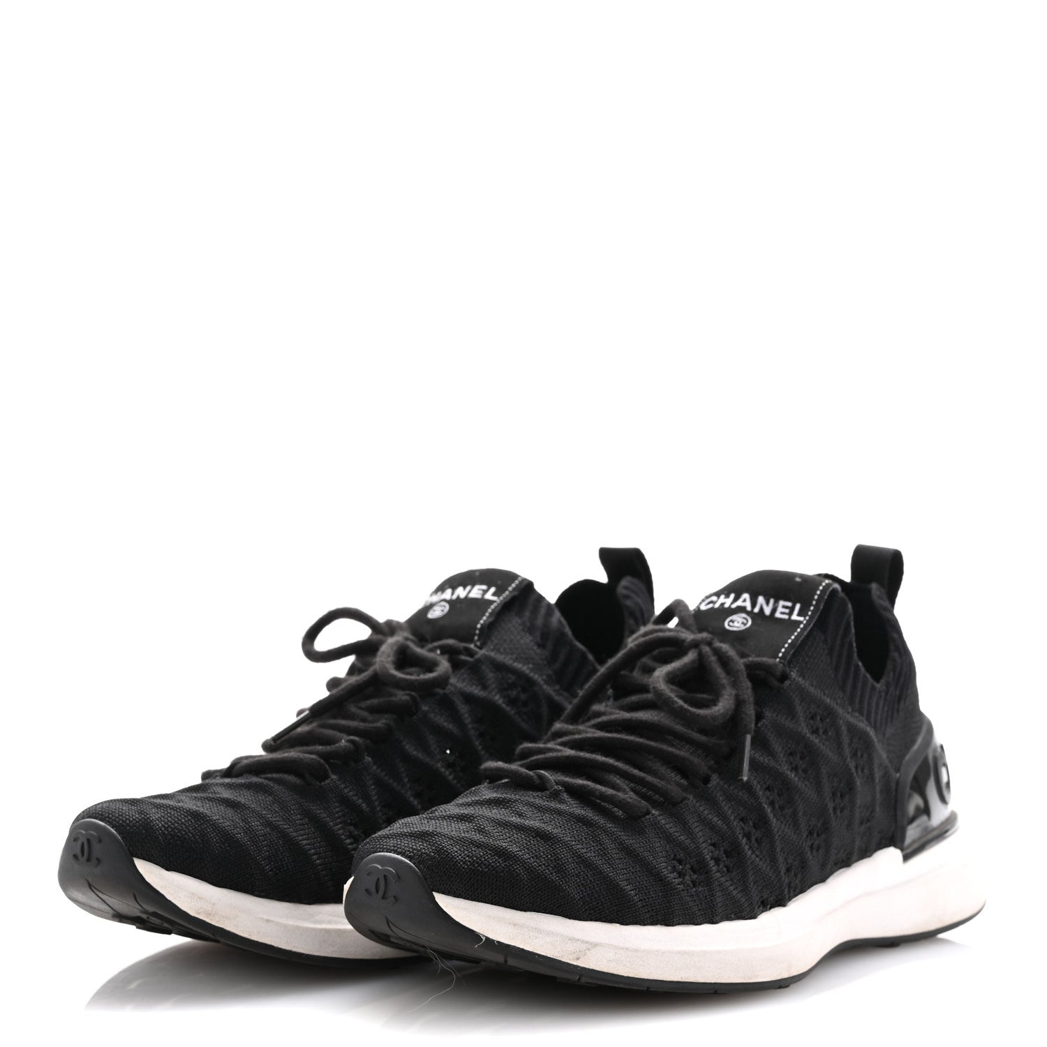 Chanel Fabric Logo Sneakers 36.5 Black 4 of 11