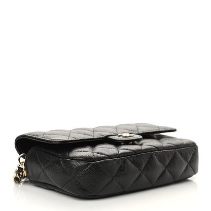 Chanel Caviar Quilted Flap Phone Holder With Chain Black 4 of 12