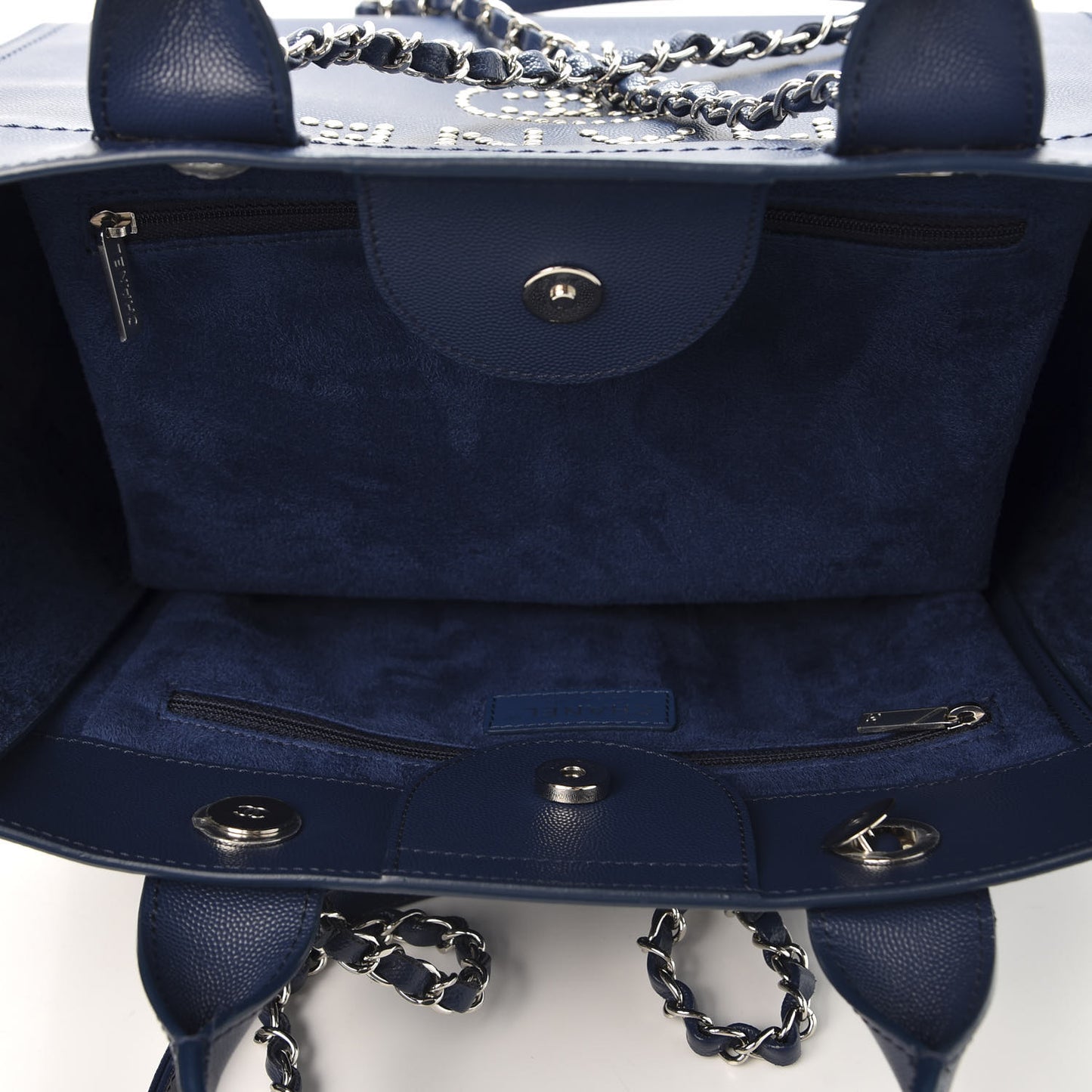Caviar Small Studded Deauville Tote Navy