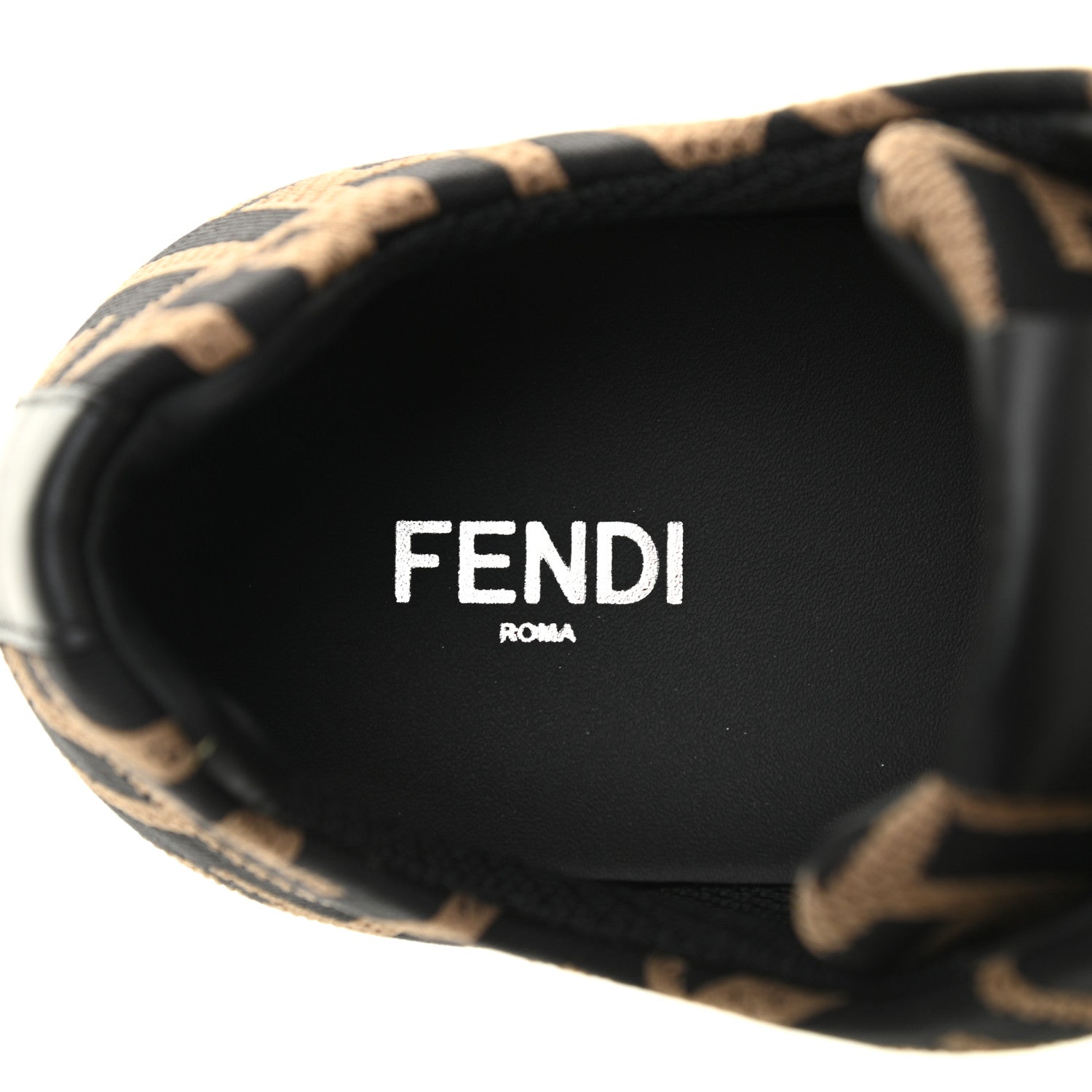 Fendi Tech Fabric FF Mens Lace Up Low Top Sneakers 7.5 Tobacco Black 6 of 8