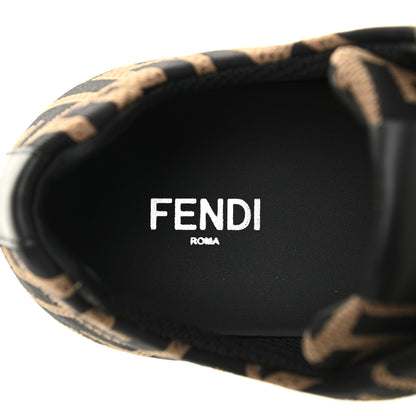 Fendi Tech Fabric FF Mens Lace Up Low Top Sneakers 7.5 Tobacco Black 6 of 8