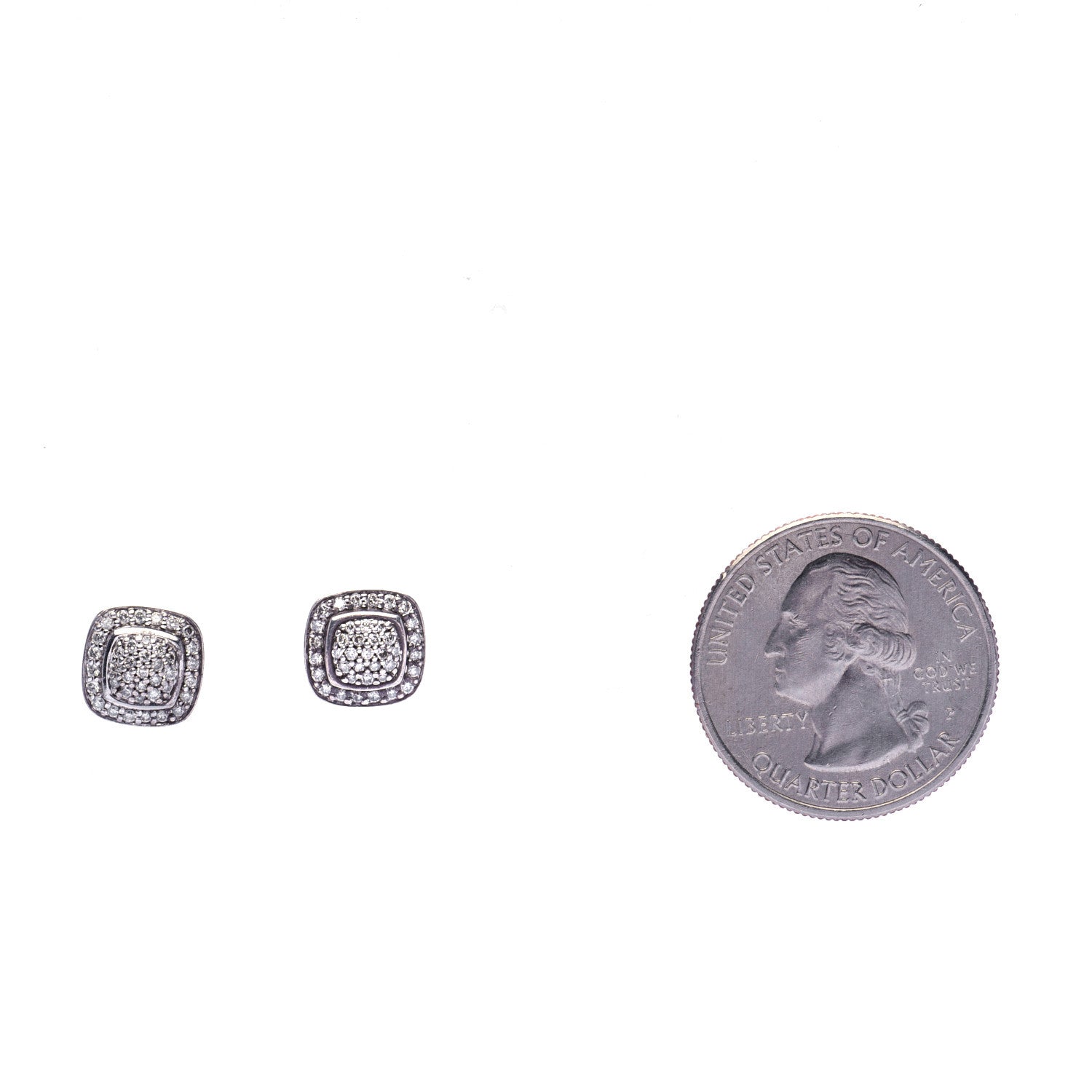 David Yurman Sterling Silver Diamond 5mm Pave Albion Earrings 2 of 6