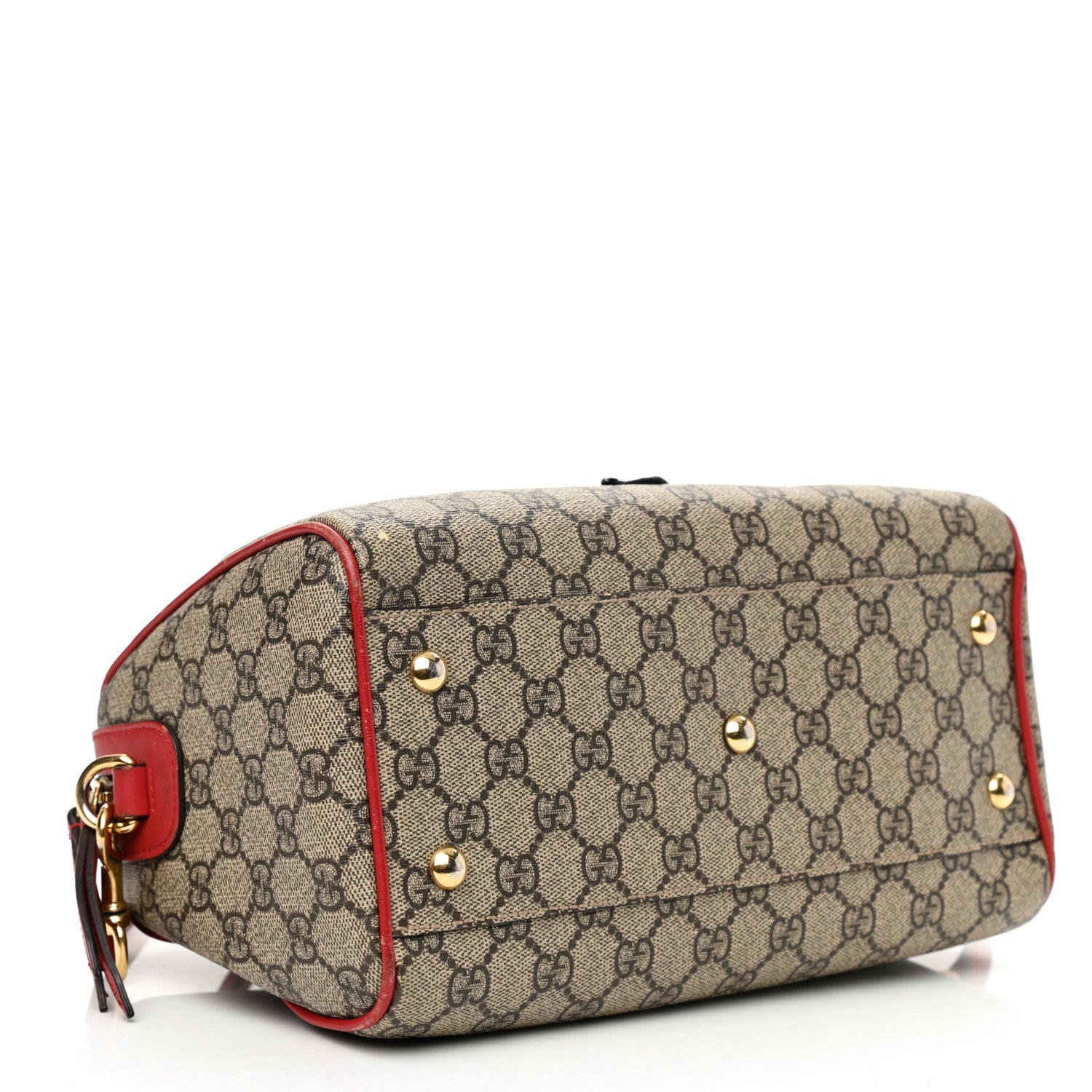 Gucci GG Supreme Monogram Kingsnake Heart Embroidered Small Boston Red 4 of 10
