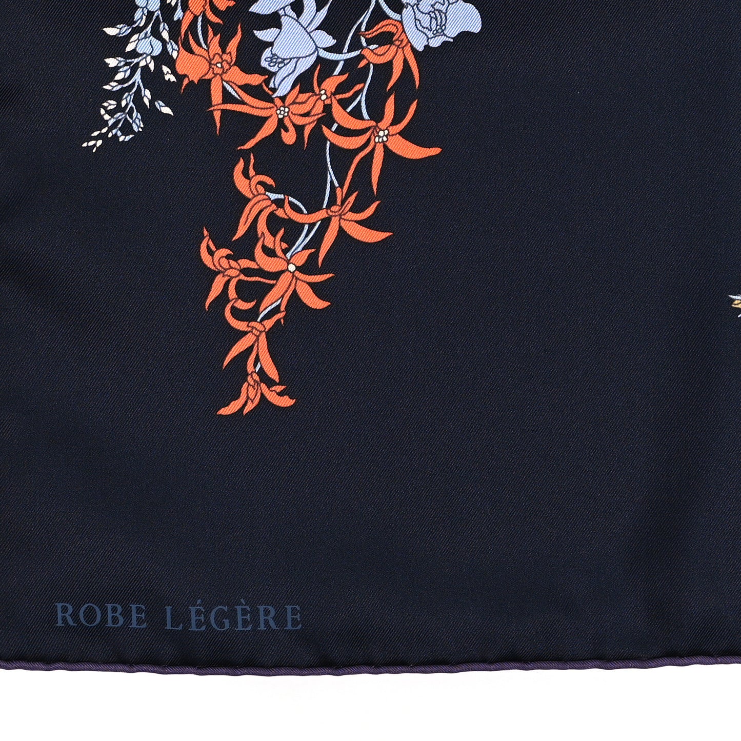 Silk Robe Legere Scarf 90 Marine Parme Rose