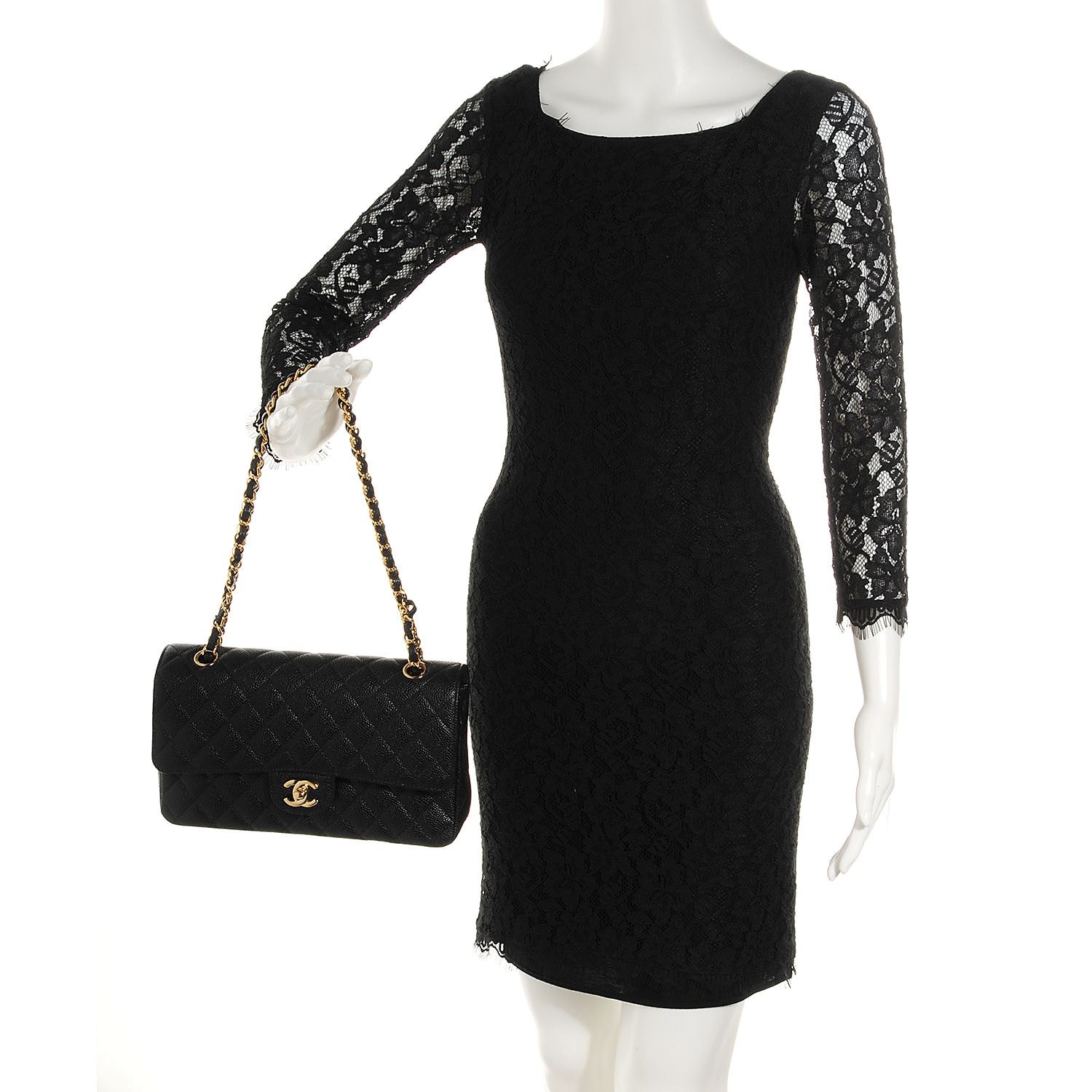 Chanel Caviar Quilted Medium Double Flap Black 2 of 8