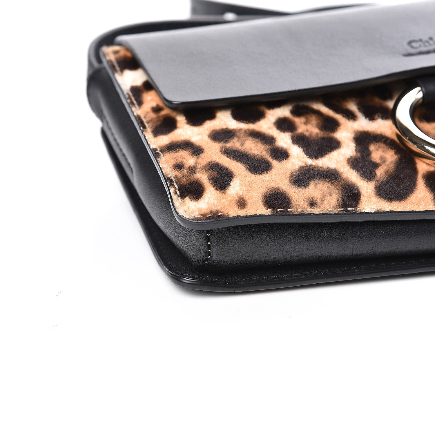 Chloe Calfskin Pony Hair Leopard Print Small Faye Shoulder Bag Abstract White 7 of 9