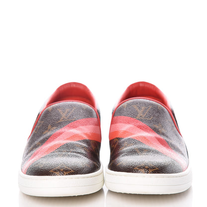 Louis Vuitton Monogram Frontrow Slip On Sneakers 37.5 Rouge 2 of 9