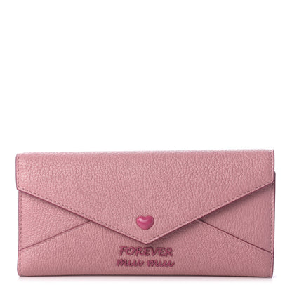 Miu Miu Goatskin Madras Love Forever Envelope Wallet Rosa 1 of 10