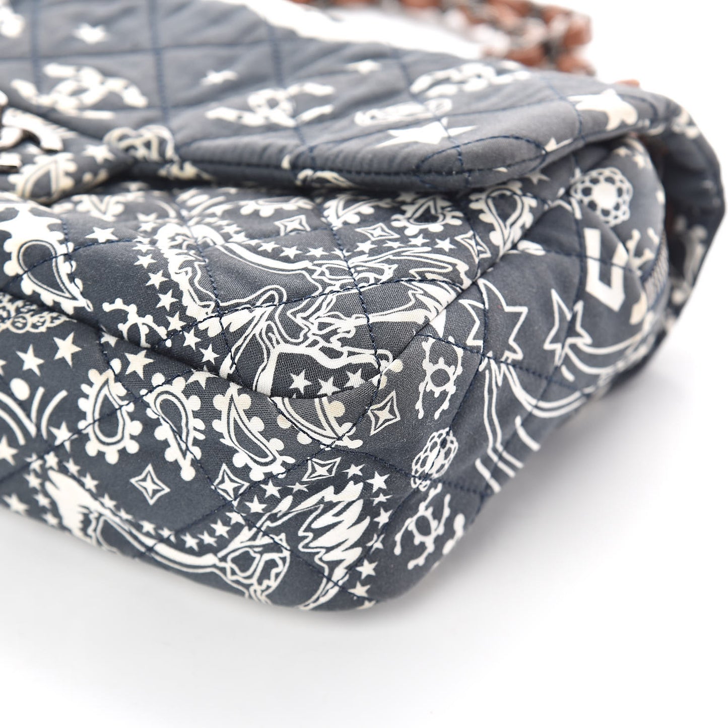 Cotton Quilted Paris Dallas Medium Bandana Flap Blue