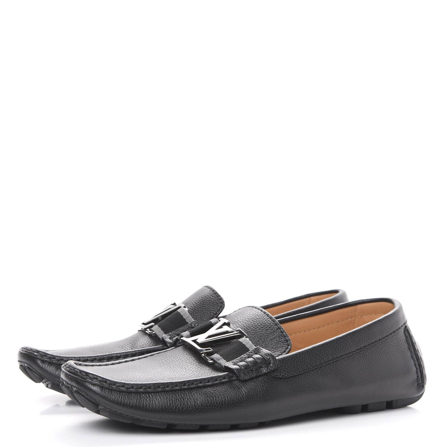 Louis Vuitton Grained Calfskin Monte Carlo Car Shoe Moccasin Loafers 8 Black 3 of 8