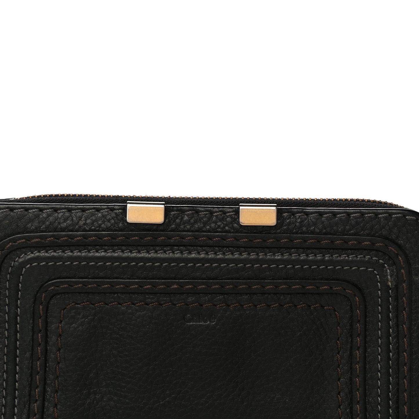 Grained Calfskin Marcie Long Zip Around Wallet Black