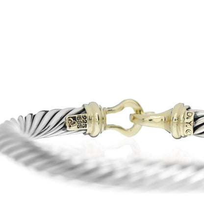 David Yurman Sterling Silver 14K Yellow Gold 7mm Cable Classic Buckle Bracelet 3 of 3