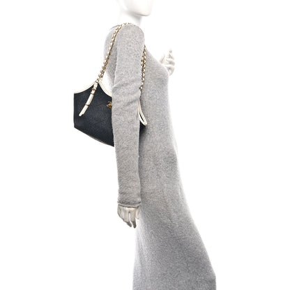 Chanel Calfskin Raffia Braided Small Shopping Tote Black White 3 of 21