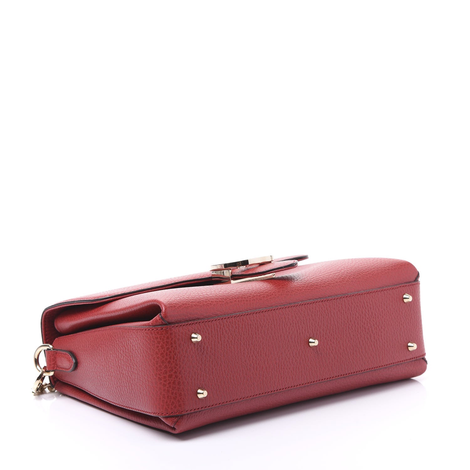 Gucci Dollar Calfskin Interlocking G Top Handle Shoulder Bag Red 3 of 9