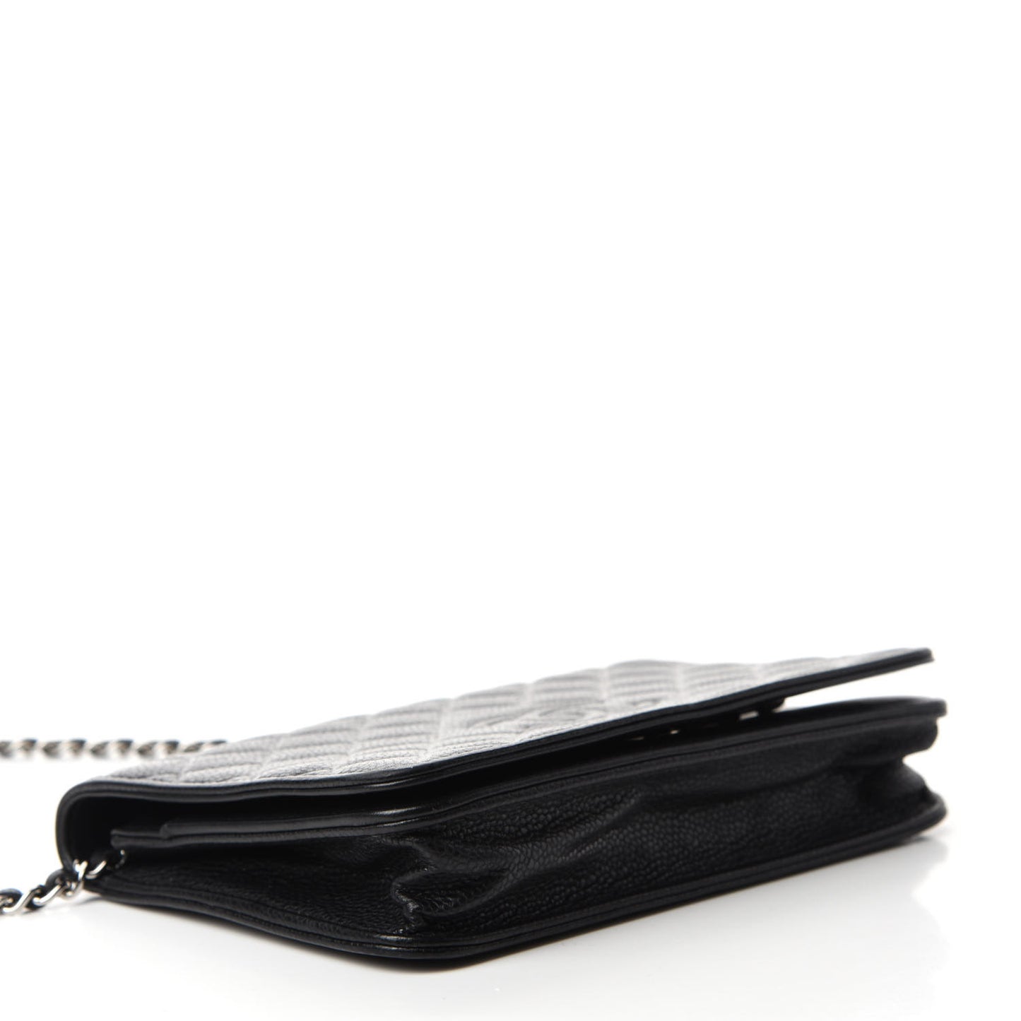 Caviar Quilted Diamond CC Wallet On Chain WOC Black