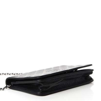 Chanel Caviar Quilted Diamond CC Wallet On Chain WOC Black 4 of 13