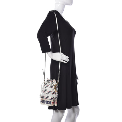 Fendi X FILA Calfskin F is Fendi Mania Fringe Mini Mon Tresor Bucket Bag White 2 of 10