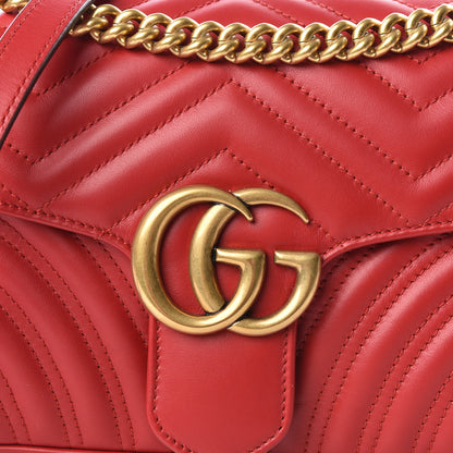 Gucci Calfskin Matelasse Small GG Marmont Shoulder Bag Hibiscus Red 9 of 11