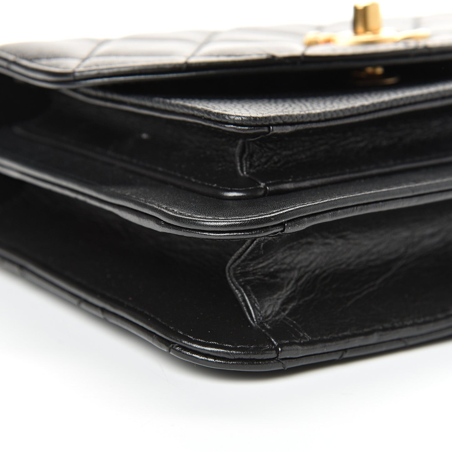 Calfskin Caviar Quilted Mini Chain Handle Flap Black