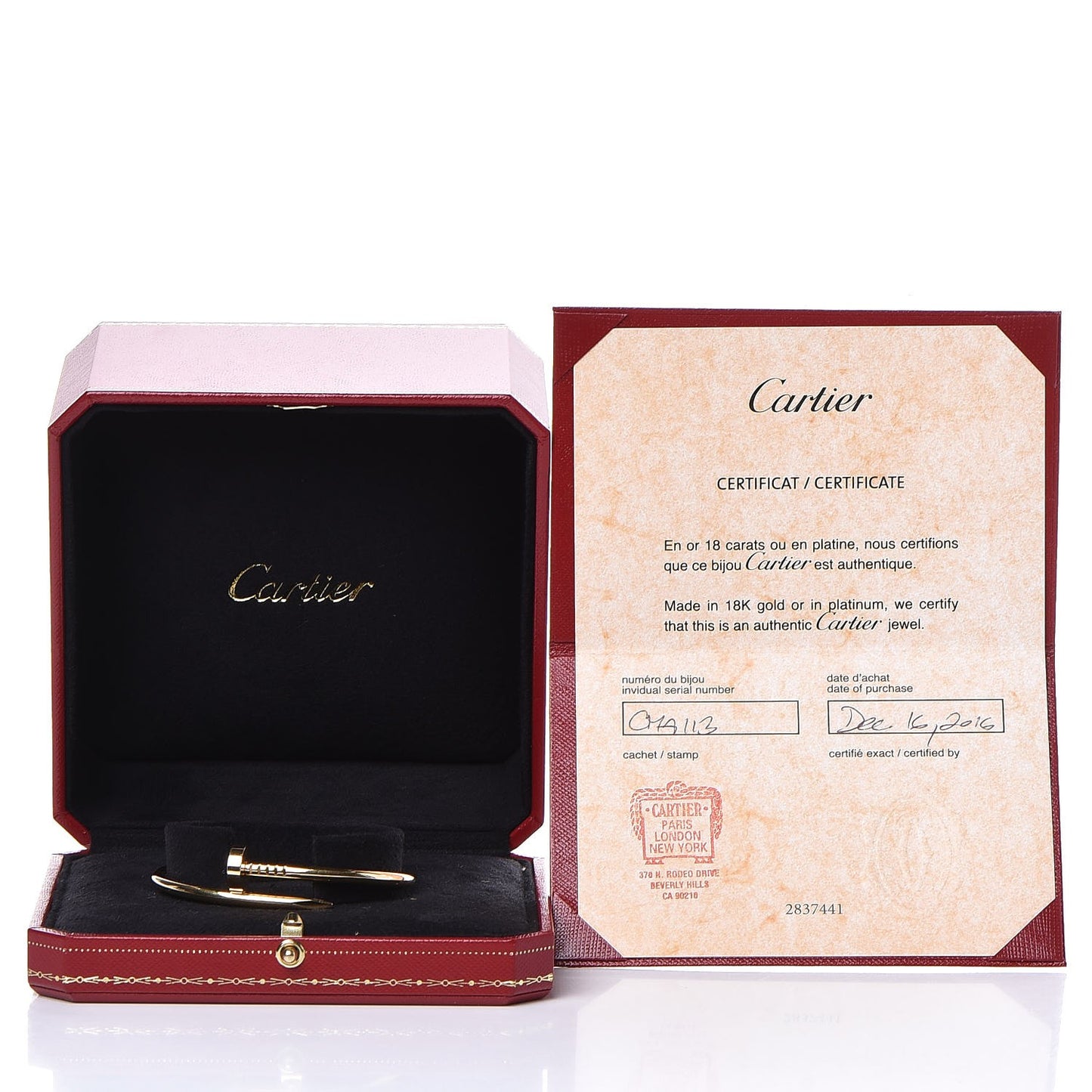 18K Yellow Gold Juste Un Clou Bracelet 16