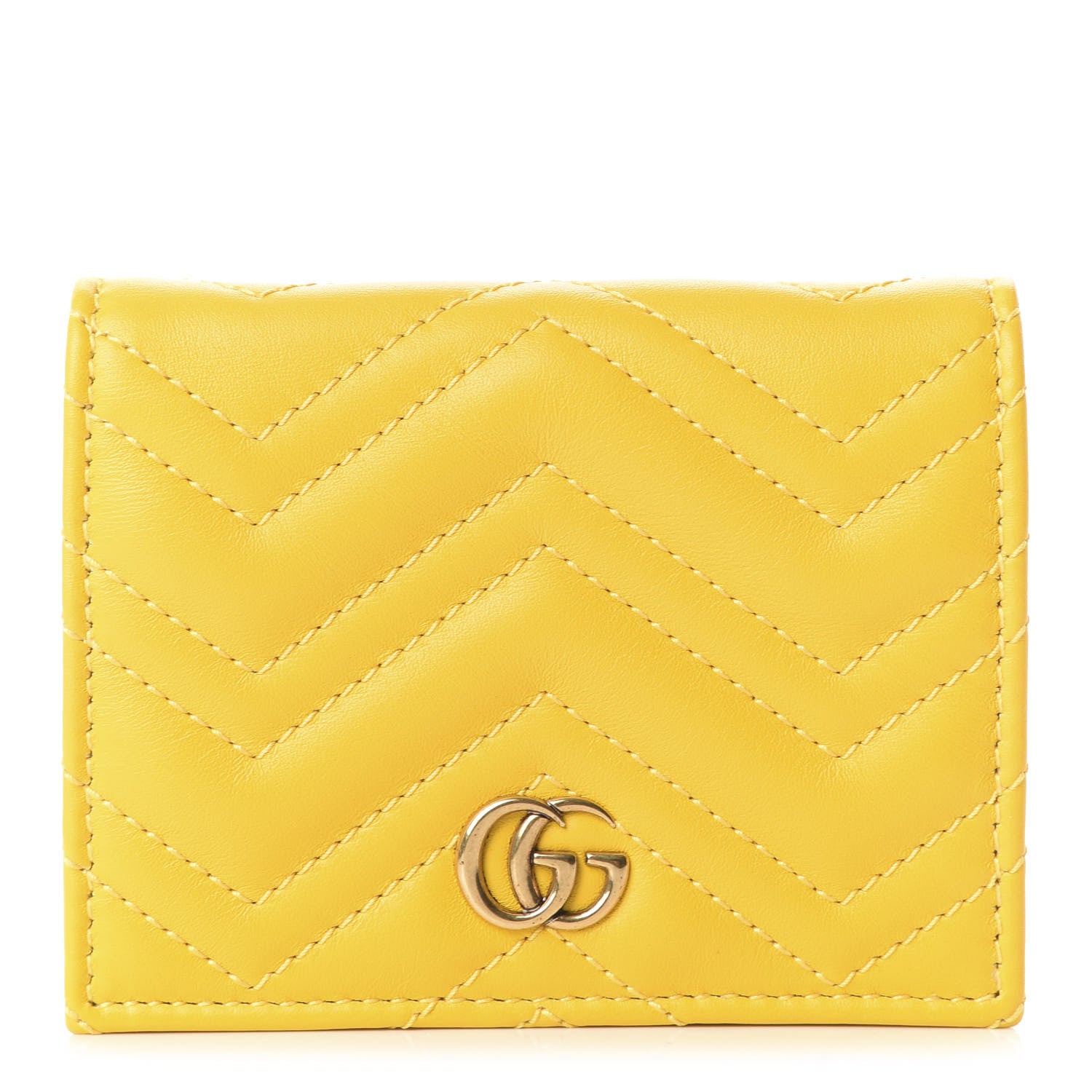 Gucci Calfskin Matelasse GG Marmont Card Case Stone Topaz 1 of 9
