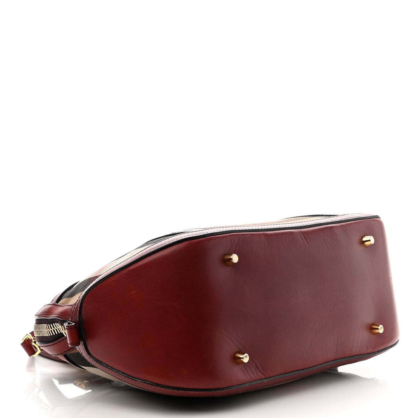 Bridle Calfskin House Check Small Orchard Bowling Bag Deep Claret