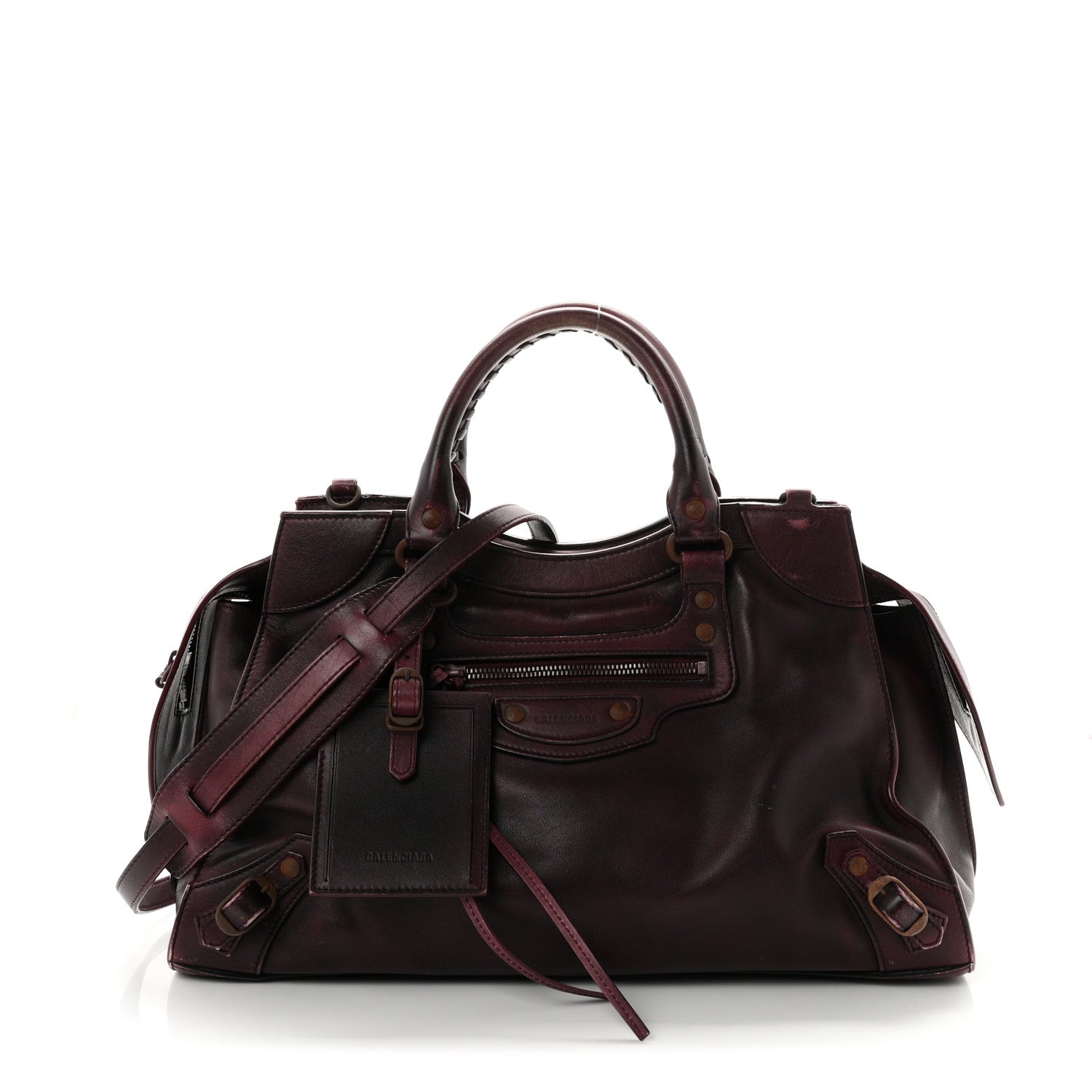 Balenciaga Used Calfskin Rust Hardware Neo Classic City Burgundy 1 of 11