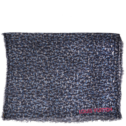 Louis Vuitton Cashmere Silk Lezard Etole Stole Blue 3 of 7