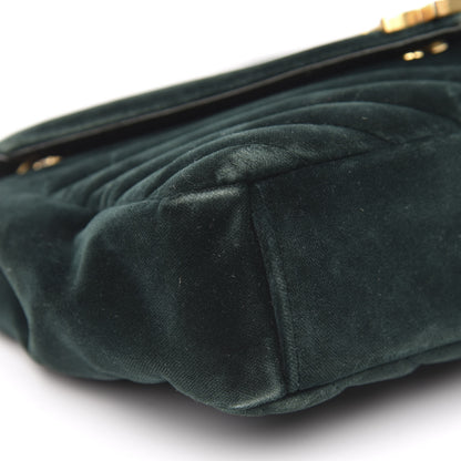 Saint Laurent Velvet Matelasse Chevron Medium Monogram Chain Bag New Dark Green 8 of 19