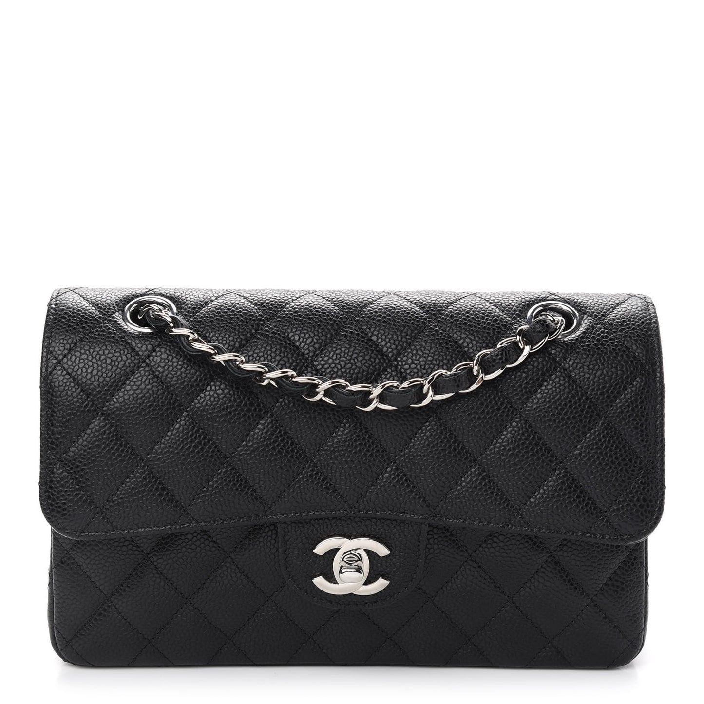 Caviar Quilted Small Double Flap Black