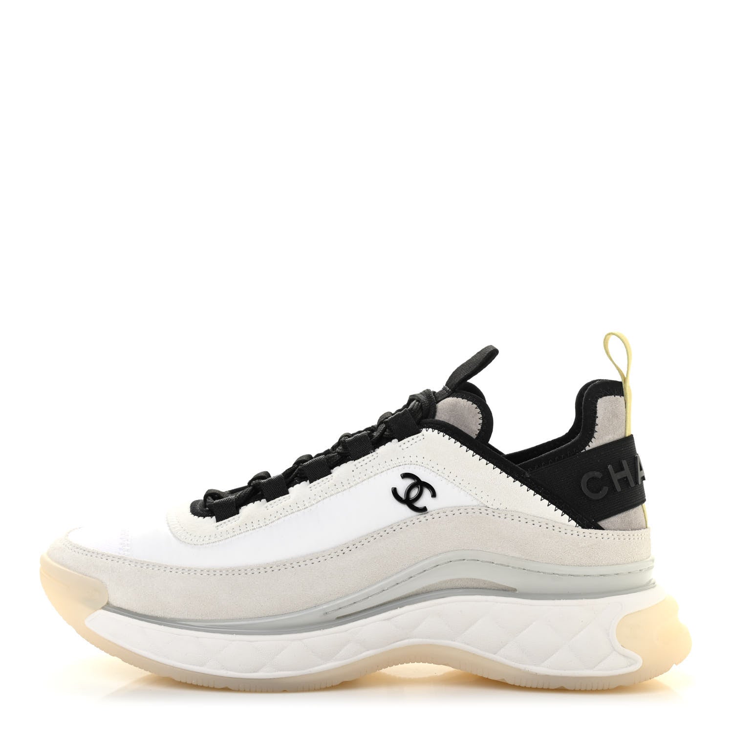 Chanel Velvet Calfskin Mixed Fibers CC Sneakers 39 Ivory Black 1 of 7