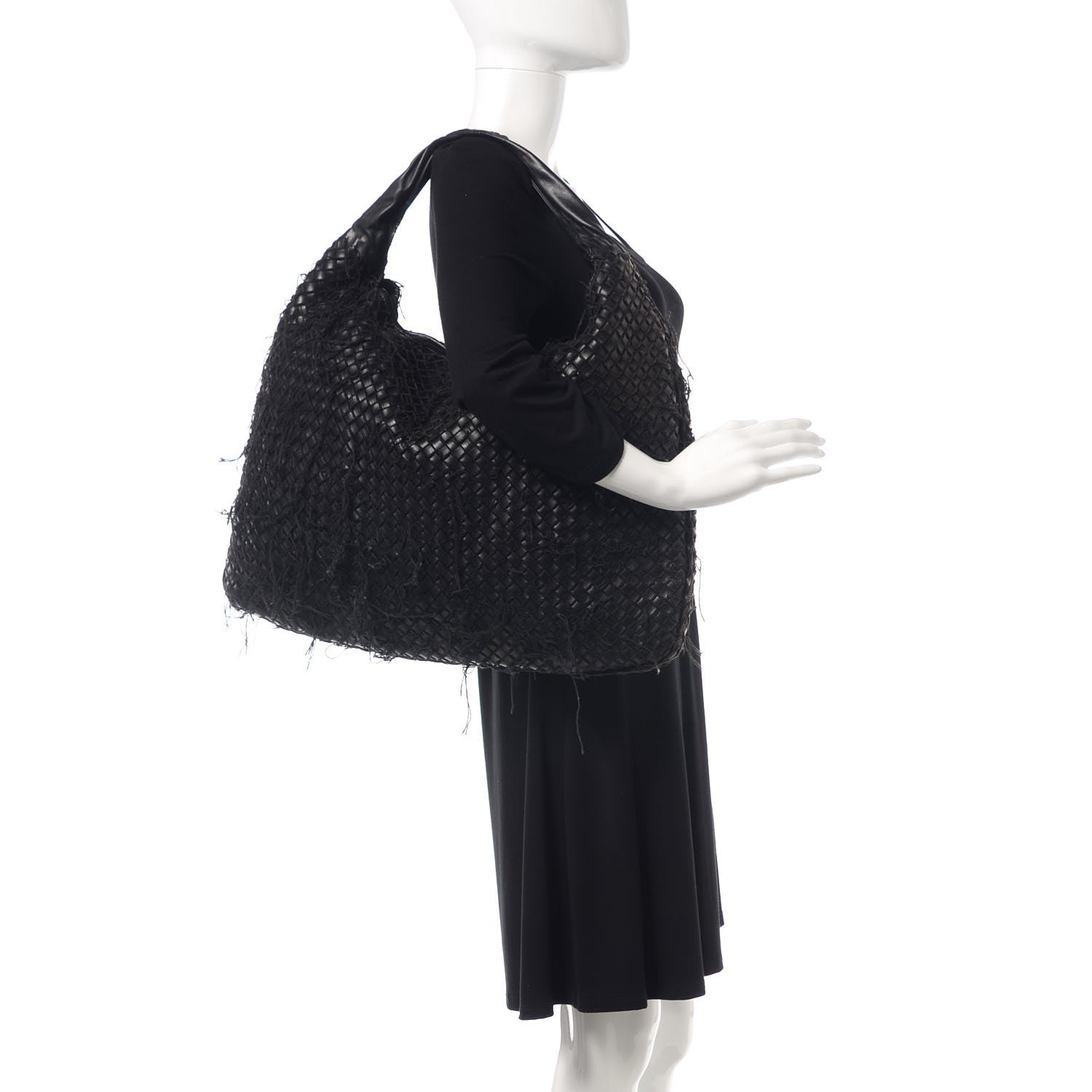 Bottega Veneta Nappa Intrecciato Fringe Netted Hobo Black 2 of 14
