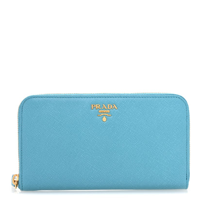 Prada Saffiano Metal Zip Around Wallet Voyage 1 of 8