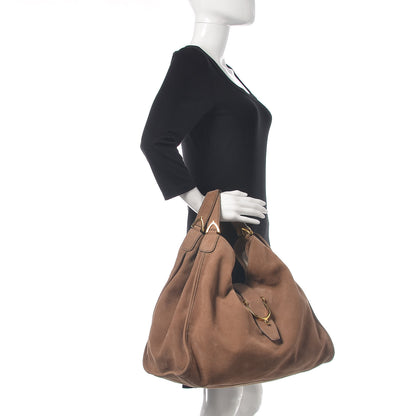 Gucci Nubuck Large Soft Stirrup Shoulder Bag Light Brown 2 of 12