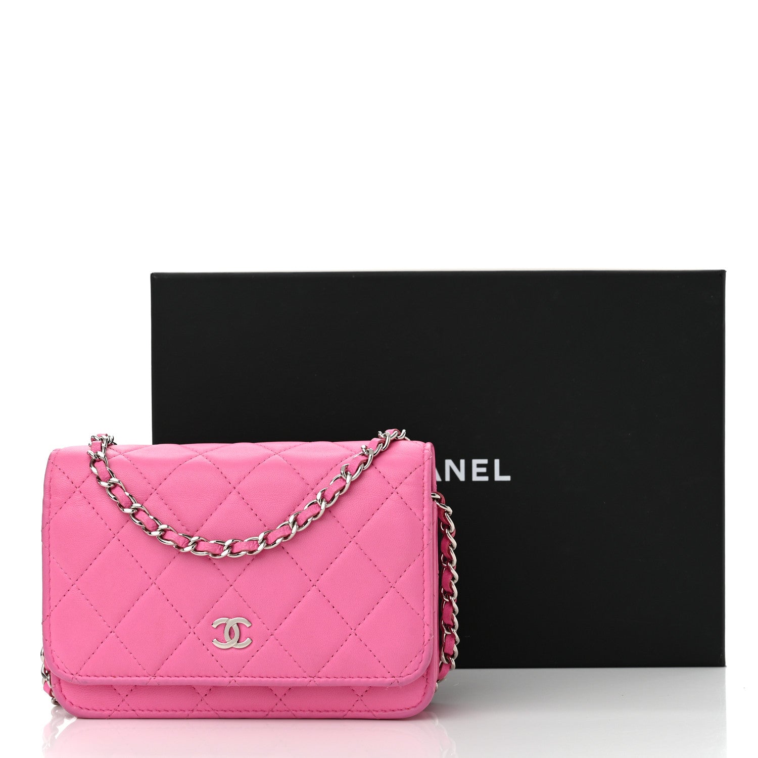 Chanel Lambskin Quilted Mini Wallet On Chain WOC Pink 12 of 12