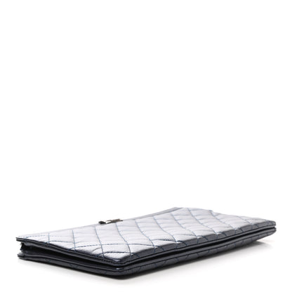 Chanel Metallic Caviar Quilted Small Zipped Boy Pouch Navy 4 of 8