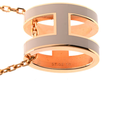 Hermes Lacquered Rose Gold Pop H Pendant Necklace Marron Glace 7 of 8