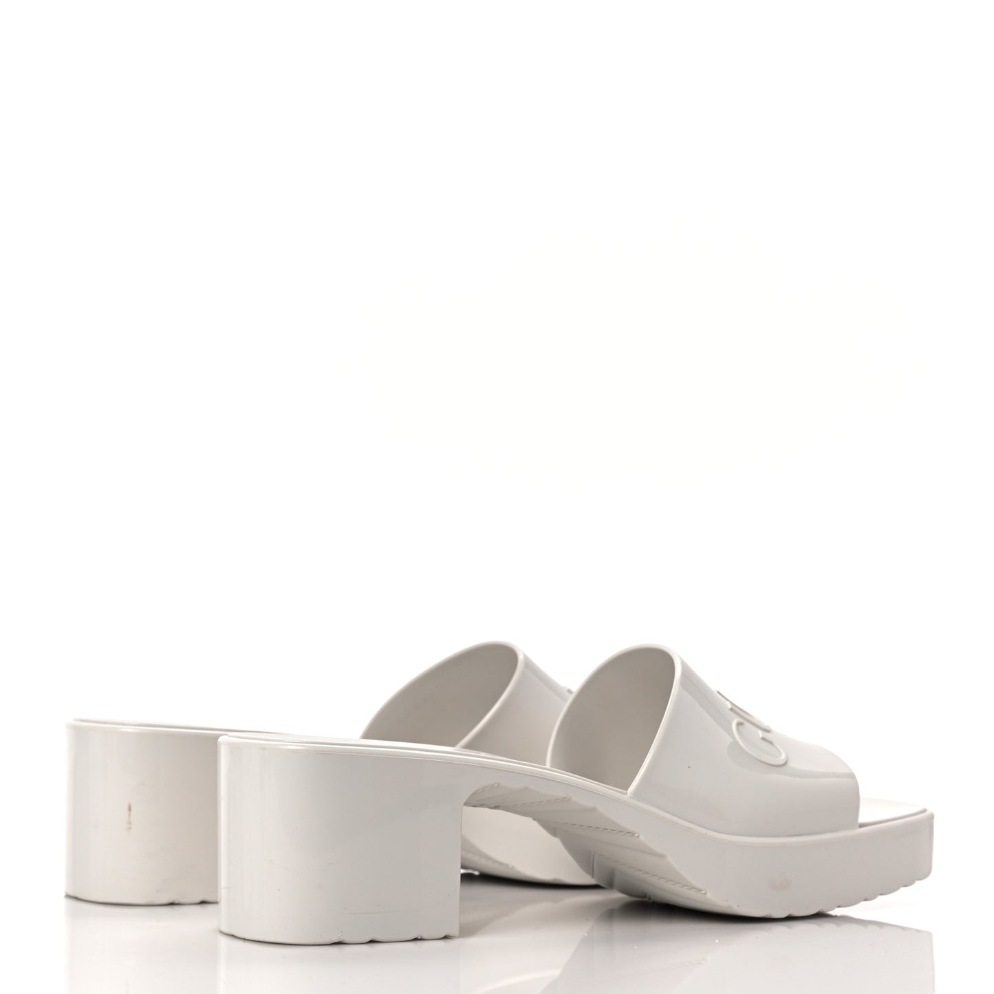 Rubber Gucci Logo Womens Platform 20/60mm Slide Sandals 38 Mystic White