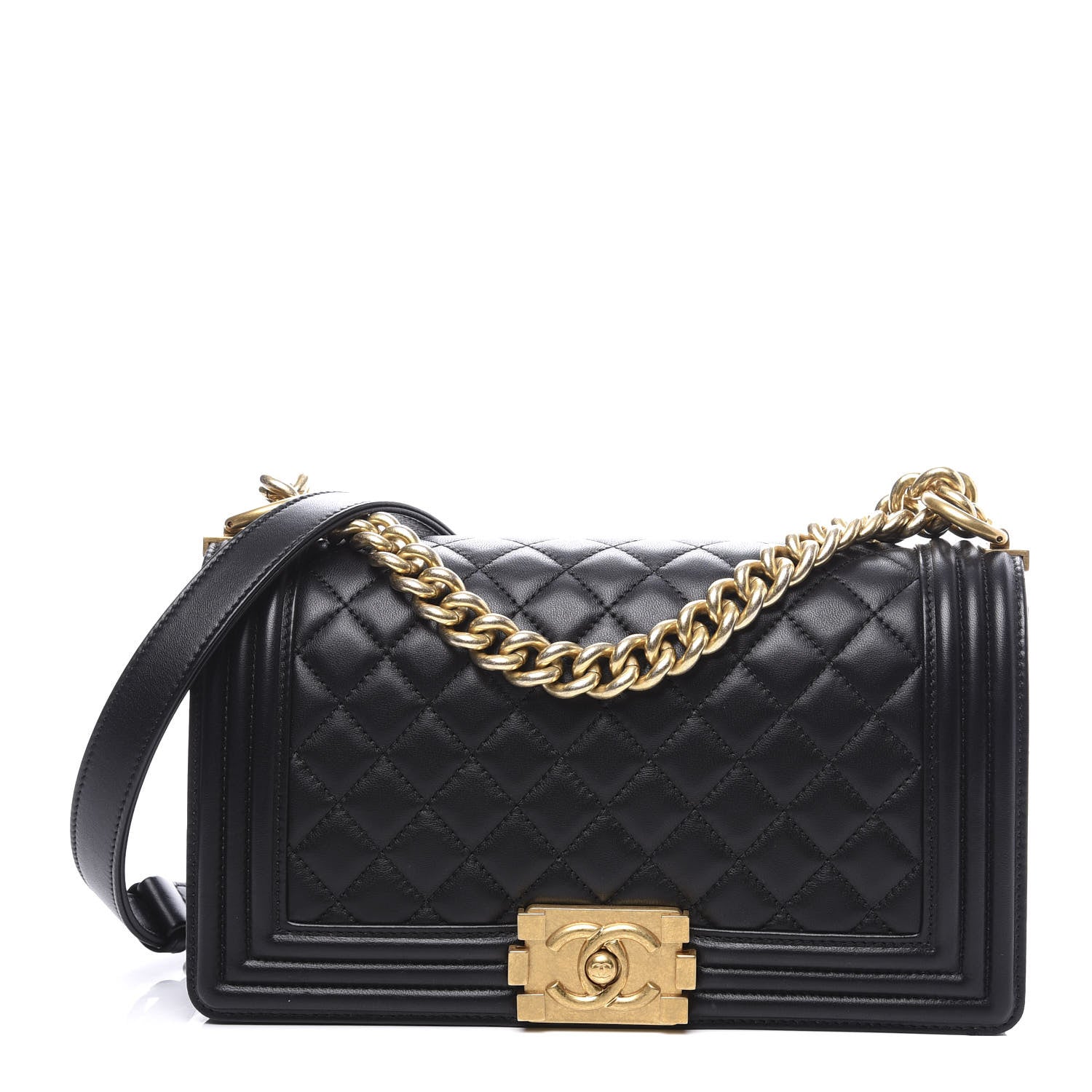 Chanel Lambskin Quilted Medium Boy Flap Black 1 of 9